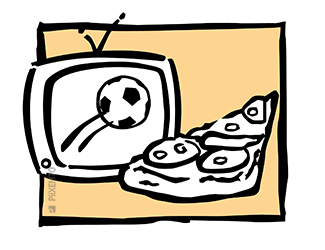TV und Pizza